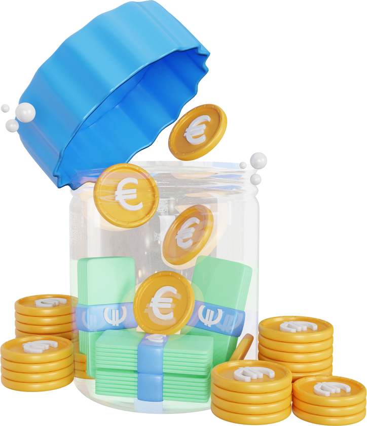 3d euro save money icon illustration object